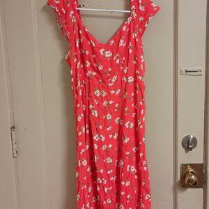 Old Navy Hot Pink Floral Print Dress Size Large
